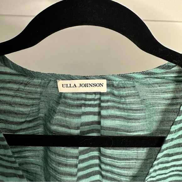 ULLA JOHNSON Ophelia gathered striped cotton-voile peplum blouse SZ US 4 - Picture 4 of 9